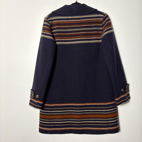 Pendleton Arroyo Coat Womens Small Navy Wool Blanket Stripe Southwestern Aztec - Picture 4 of 10